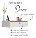 Ver imagem 2 de Penteadeira Suspensa MDP com Gaveta e Puxador em Couro Multifuncional Branco/Nature