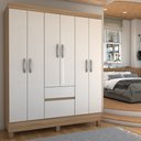 Ver imagem 1 de Guarda-roupa Casal Senna 6 Portas 2 Gavetas Amêndola Touch/off White - Panorama Móveis