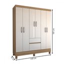 Ver imagem 5 de Guarda-roupa Casal Senna 6 Portas 2 Gavetas Amêndola Touch/off White - Panorama Móveis