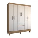 Ver imagem 4 de Guarda-roupa Casal Senna 6 Portas 2 Gavetas Amêndola Touch/off White - Panorama Móveis