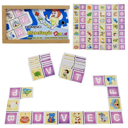 Jogo Educativo Para Alfabetização Dominó de Figuras e Letras - Bambinno -  Brinquedos Educativos e Materiais Pedagógicos