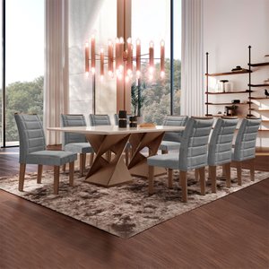 Conjunto Sala De Jantar Genova Tampo Vidro/MDF com 8 Cadeiras Genova Smart Plus 