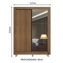 Ver imagem 5 de Guarda-roupa Solteiro Madesa Denver 2 Portas de Correr com Espelho com Pés - Rustic