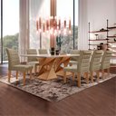 Ver imagem 1 de Conjunto Sala de Jantar Mesa 8 Cadeiras Tampo de Vidro Genova Cinamomo/Off White/Bege Escuro
