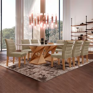 Conjunto Sala De Jantar Genova Tampo Vidro/MDF com 8 Cadeiras Genova Smart Plus 