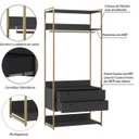 Ver imagem 5 de Modulo Closet Industrial com Cabideiro 2 Gavetas 89cm - Estrutura Metálica Moderna Preto