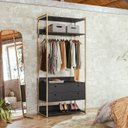 Ver imagem 1 de Modulo Closet Industrial com Cabideiro 2 Gavetas 89cm - Estrutura Metálica Moderna Preto