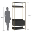 Ver imagem 4 de Modulo Closet Industrial com Cabideiro 2 Gavetas 89cm - Estrutura Metálica Moderna Preto