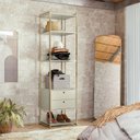 Ver imagem 1 de Modulo Estante Industrial 54cm com Prateleiras 2 Gavetas - Estrutura Metálica Branco/Off White