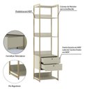 Ver imagem 5 de Estante Closet Industrial 54cm 2 Gav e 5 Prat Estrutura Metálica Móvel Moderno e Funcional Off White