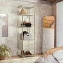 Ver imagem 1 de Modulo Estante Industrial 54cm com Prateleiras 2 Gavetas - Estrutura Metálica Branco/Off White