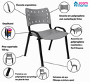 Ver imagem 6 de Jogo Cadeiras para Escritório Escolas e Comércio Cinza Base Preta Kit com 4