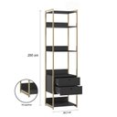Ver imagem 3 de Estante para Livros Industrial 2 Gavetas 5 Prateleiras 03 Preto