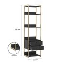 Ver imagem 2 de Estante Closet Industrial com 2 Gav e 5 Prat Estrutura Metálica Móvel Moderno e Funcional Preto