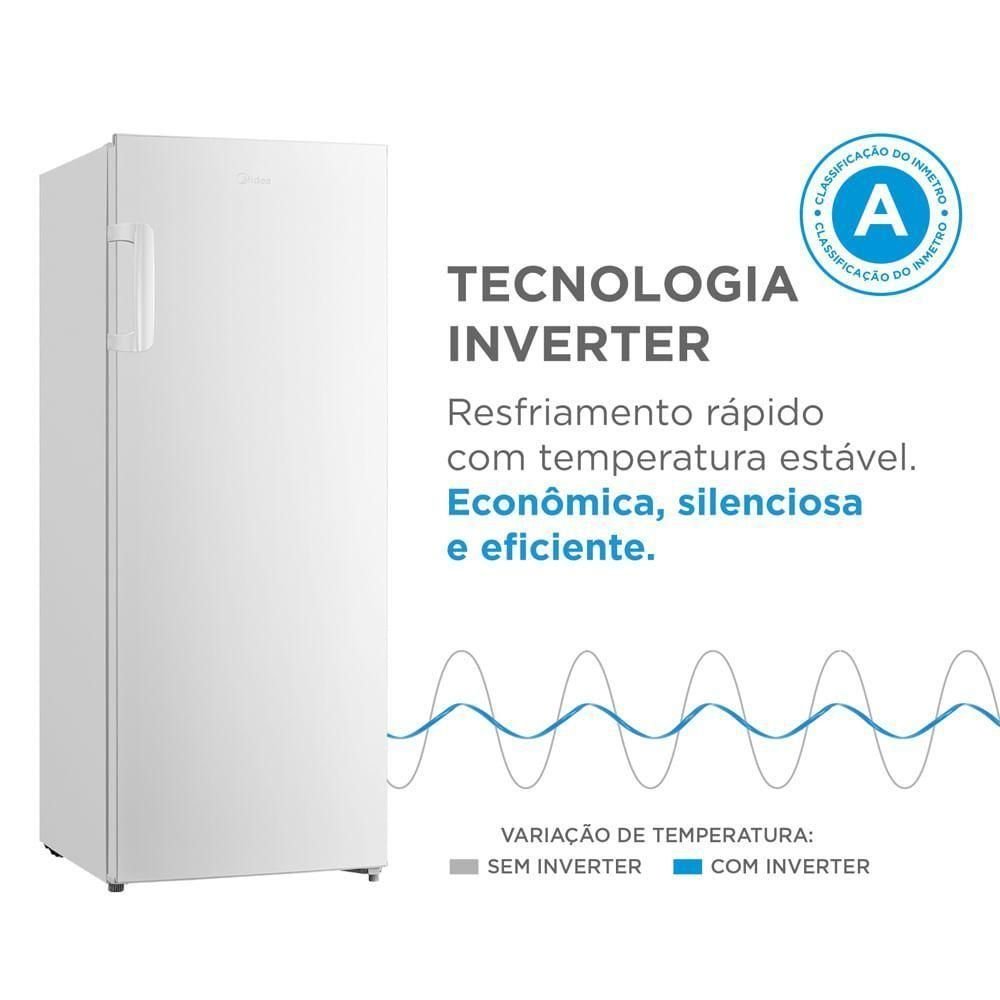 Freezer Vertical 196l 2 em 1 Inverter Branco Midea Mdru276fza013