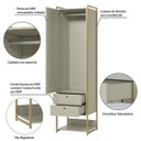 Ver imagem 4 de Guarda Roupa Modulado Closet Industrial 54cm com Cabideiro Porta 2 Gavetas Off White