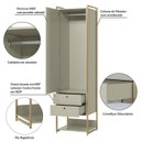 Ver imagem 4 de Guarda Roupa Modulado Closet Industrial 54cm com Cabideiro Porta 2 Gavetas 