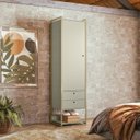 Ver imagem 1 de Guarda Roupa Modulado Closet Industrial 54cm com Cabideiro Porta 2 Gavetas Off White
