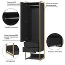 Ver imagem 5 de Guarda Roupa Modulado Closet Industrial 54cm com Cabideiro Porta 2 Gavetas 