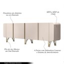 Ver imagem 4 de Conjunto Cristaleira Buffet com Led Portas de Vidro Pés Aço Maciço Cor Dourado Évora/saluti Off Whit