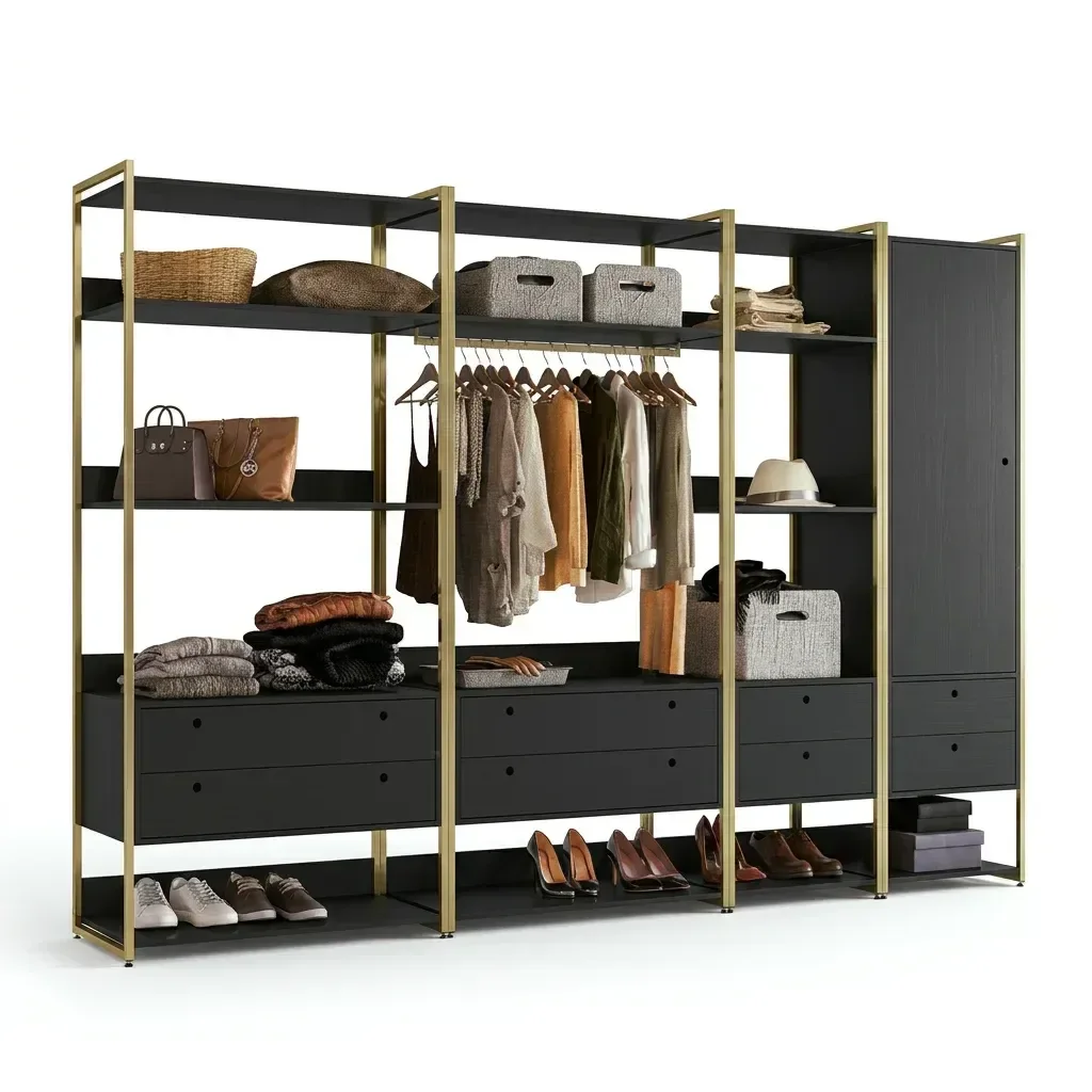 Ver imagem 2 de Guarda Roupa Closet Modulado Industrial 1 Porta 8 Gavetas Preto