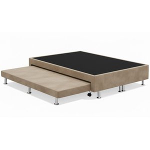Cama Box Casal C/ Cama Auxiliar Suede 40x138x188 - Santo Box:bege