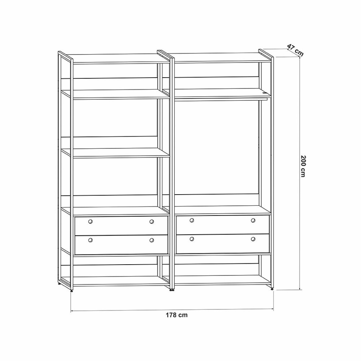 Guarda Roupa Closet Modulado Industrial 4 Gavetas  - 4