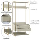 Ver imagem 6 de Guarda Roupa Closet Modulado Solteiro com Cabideiro 4 Gavetas 178cm - Estrutura Metálica Moderna Bra