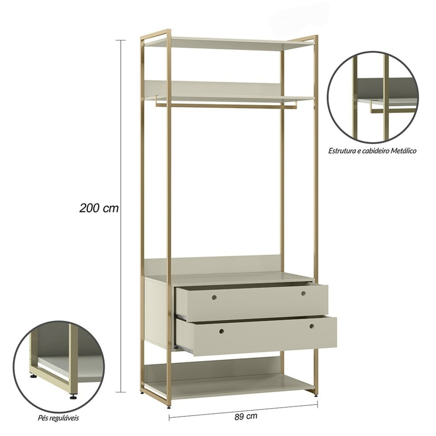 Guarda Roupa Closet Modulado Industrial 4 Gavetas  - 2