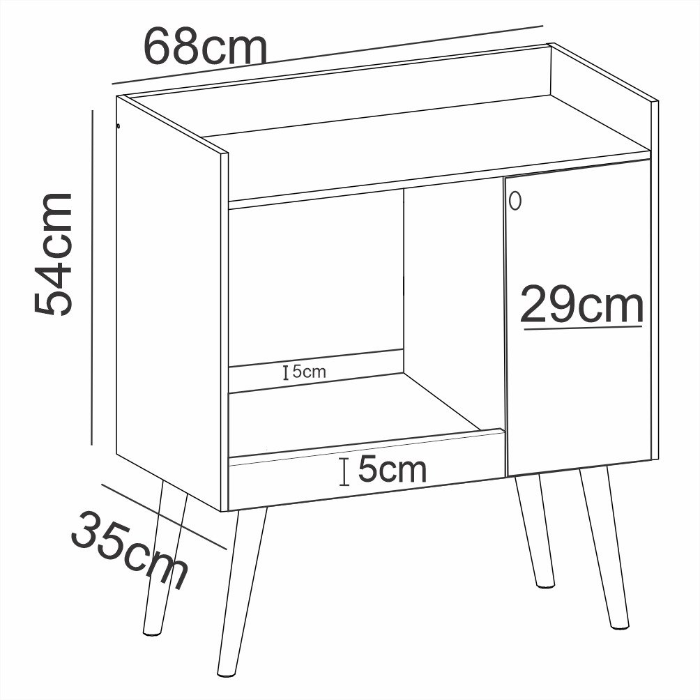 Aparador Buffet Balcão Cantinho do Café Retrô 1 Porta Linus - Off White/ripado - 9