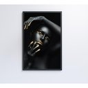 Ver imagem 2 de Quadro Mulher Negra Dourado 80x120 Cm Vidro Impresso
