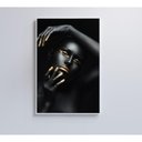 Ver imagem 4 de Quadro Mulher Negra Dourado 80x120 Cm Vidro Impresso
