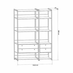 Estante para Livros Industrial 4 Gavetas 5 Prateleiras 200cmx144cm - 4