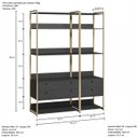 Ver imagem 3 de Estante para Livros Industrial Escritório 4 Gavetas 5 Prateleiras Preta Estrutura de Metal Ouro Envelhecido 