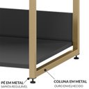 Ver imagem 5 de Estante de Livros Industrial MDF 143,2CMX200CM Escritório 4 Gavetas 5 Prateleiras Preta Estrutura de Metal Ouro Envelhecido
