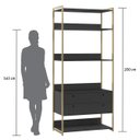 Ver mais imagens de Estante para Livros Industrial Escritório 4 Gavetas 5 Prateleiras Preta Estrutura de Metal Ouro Envelhecido 