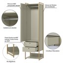 Ver imagem 6 de Guarda Roupa Closet Modulado 1 Porta 4 Gavetas 143cm - Estrutura Metálica Moderna Branco/Off White