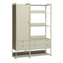 Ver imagem 2 de Guarda Roupa Closet Modulado 1 Porta 4 Gavetas 143cm - Estrutura Metálica Moderna Branco/Off White