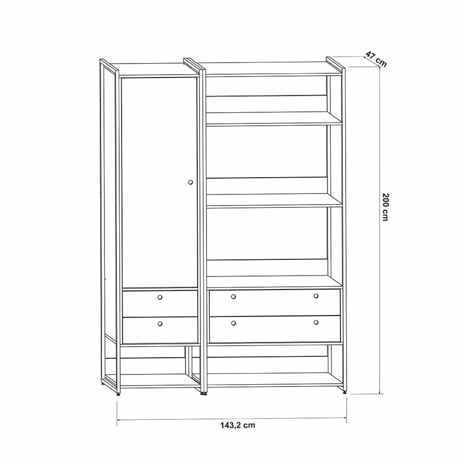 Guarda Roupa Closet Modulado Industrial 4 Gavetas  - 4