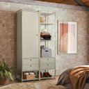 Ver imagem 1 de Guarda Roupa Closet Modulado com Cabideiro Porta 4 Gavetas 108cm - Estrutura Metálica Moderna Branco