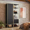 Ver imagem 1 de Guarda Roupa Closet Modulado com Cabideiro Porta 4 Gavetas 108cm - Estrutura Metálica Moderna Preto