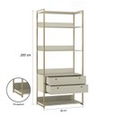 Ver imagem 3 de Estante de Livros Industrial MDF 89CMX200CM 2 Gavetas 5 Prateleiras Off White/Verde