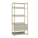 Ver imagem 2 de Estante de Livros Industrial MDF 89CMX200CM 2 Gavetas 5 Prateleiras Off White/Verde