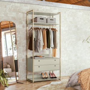 Guarda Roupa Closet Industrial com Cabideiro 2 Gavetas 