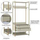 Ver imagem 5 de Guarda-Roupa Closet Industrial Olivar com Cabideiro 2 Gavetas 89cm Off White