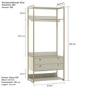 Ver imagem 3 de Guarda-Roupa Closet Industrial Olivar com Cabideiro 2 Gavetas 89cm Off White