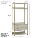 Ver imagem 3 de Modulo Closet Industrial com Cabideiro 2 Gavetas 89cm - Estrutura Metálica Moderna Branco/Off White