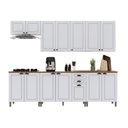 Ver imagem 3 de Cozinha Americana Modulada Aéreo 120cm 3 Portas Aéreo 80cm 2 Portas Armário Geladeira Balcão com  Tampo Compacta 6 Peças Paris