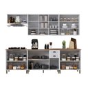 Ver imagem 5 de Cozinha Americana Modulada Aéreo 120cm 3 Portas Aéreo 80cm 2 Portas Armário Geladeira Balcão com  Tampo Compacta 6 Peças Paris