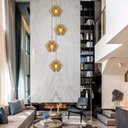Ver imagem 4 de Lustre Pendente Para Sala Pé direito Duplo Quatro Arabesques Marfim